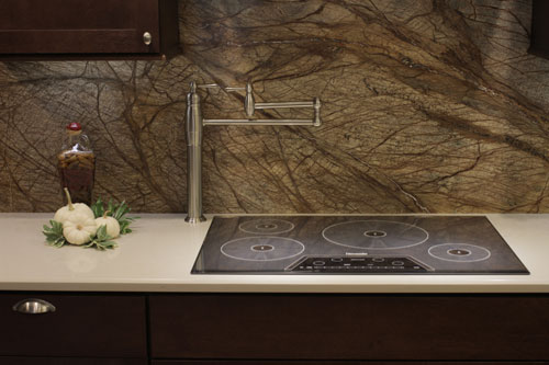 Solid surface backsplash, sheet glass backsplash