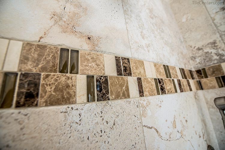 Brown Shower Deco Tile Close Up