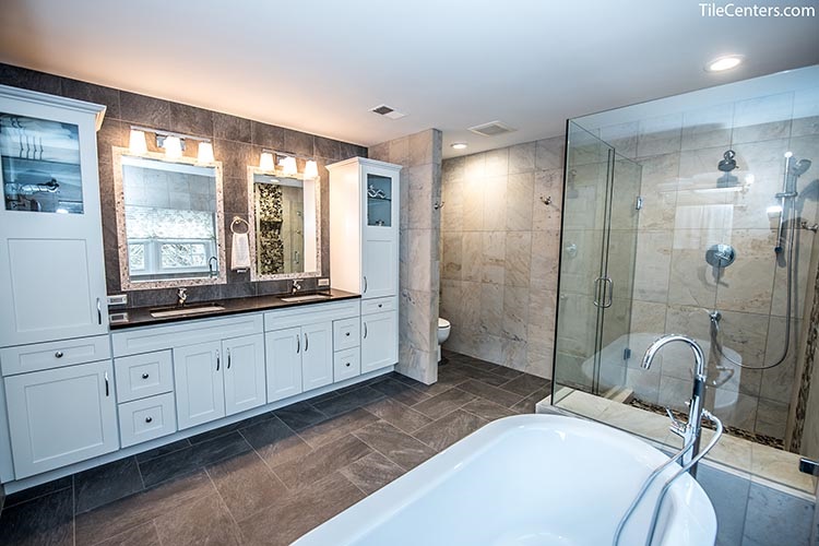 White Bathroom Vanity with Extra Cabinets