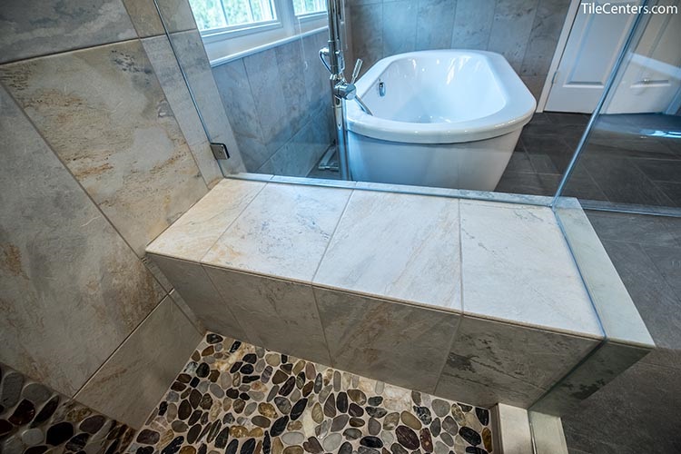 Grey Tile Shower Seat