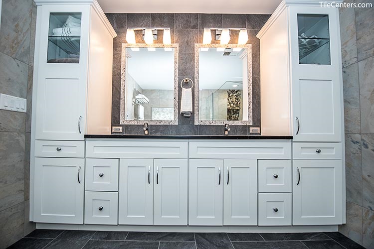 White Vanity with Extra Cabinet Storage
