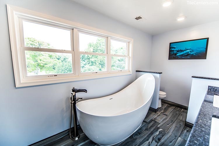 Modern Bathroom Remodel with Freestanding Bathtub