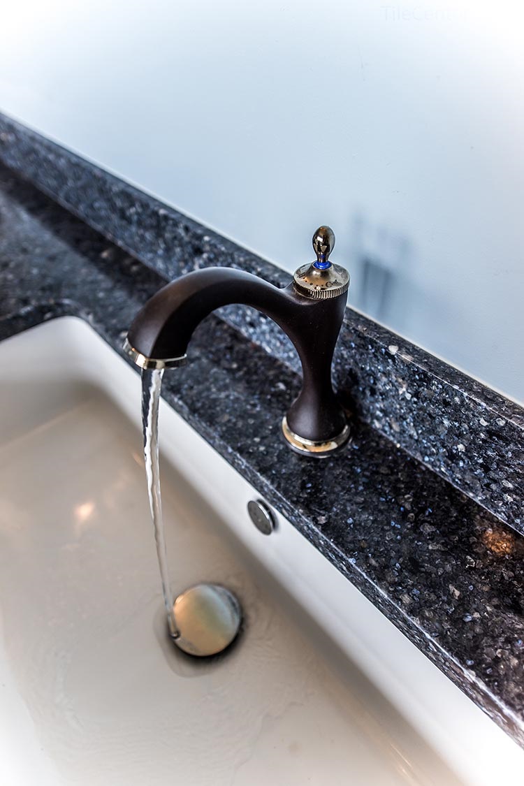 Black Bathroom Sink Faucet Close Up