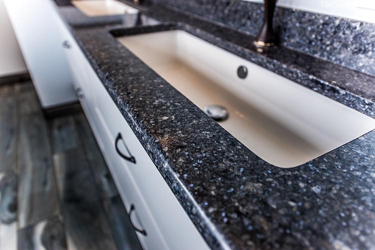 Black Bathroom Countertop Close Up