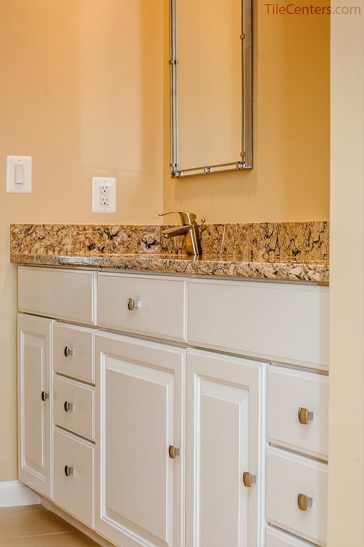 Traditional Bathroom Remodel with White Cabinets