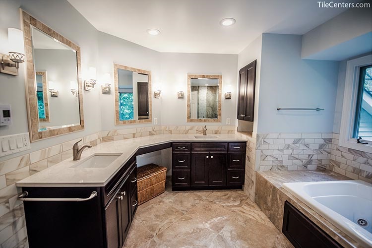 Bathroom mirror with tile borders - Gaithersburg, MD 20882