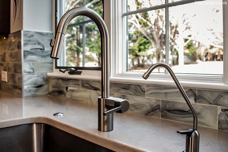 Satin Nickel Kitchen Faucet Close Up