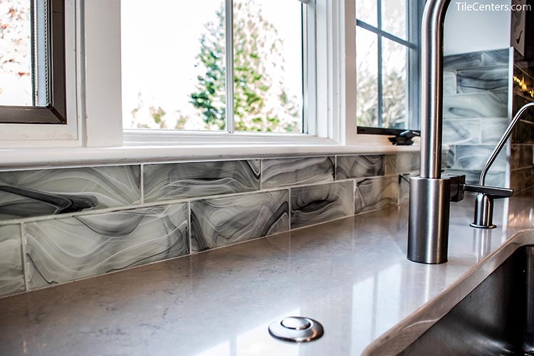 Grey Kitchen Backsplash Close Up