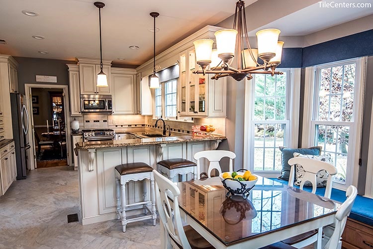 Transitional Kitchen Remodel with White Cabinets