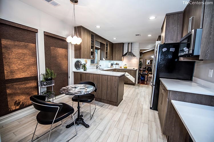 Modern Kitchen Remodel with Grey Floor Tile