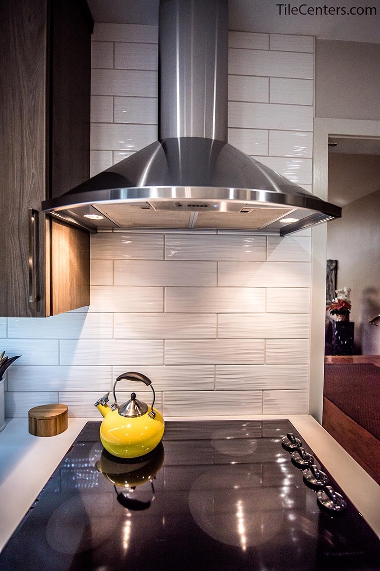 White Textured Kitchen Backsplash