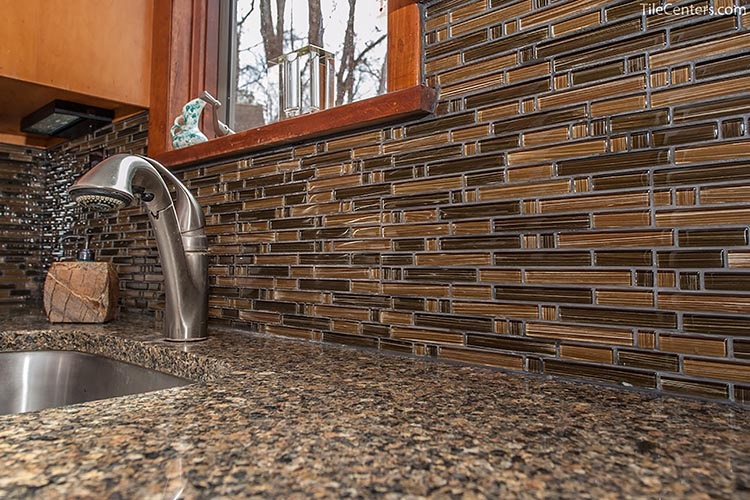 Brown Glass Kitchen Backsplash