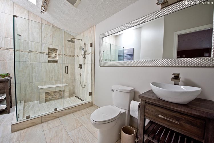 Transitional White Master Bathroom Remodel