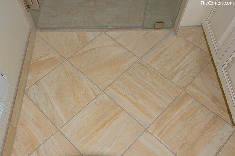 Beige Floral Accent Shower Deco Tile