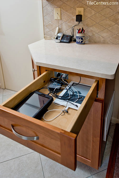 Hidden Charging Outlet in Kitchen Cabinet
