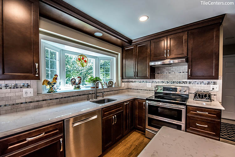 Kitchen Remodel with Brown, White, Grey Accent