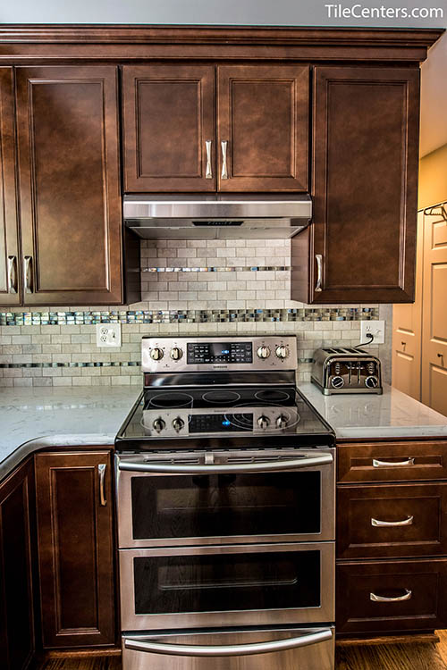 Brown Kitchen Cabinets Up Close