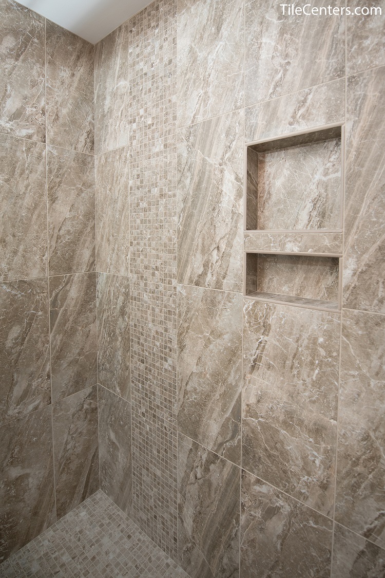 Standing Shower with Niche Bathroom Remodel