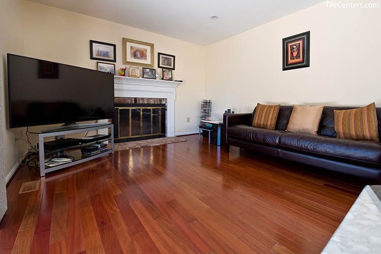 Family Room Brazilian Cherry Hardwood Floor Installation