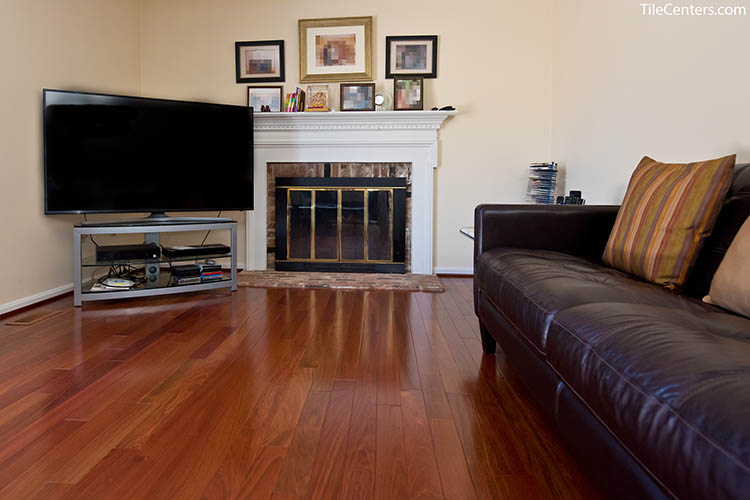 Family Room Brazilian Cherry Hardwood Floor Installation