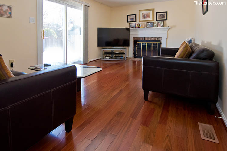 Family Room Brazilian Cherry Hardwood Floor Installation