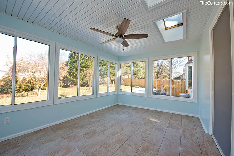 Sunroom Remodel with porcelain tile